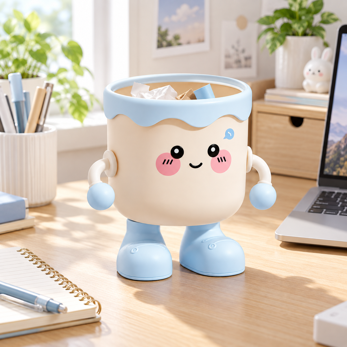 Cute desktop trash can, mini high-value desk, dining table, bedroom, bed, small household trash storage box