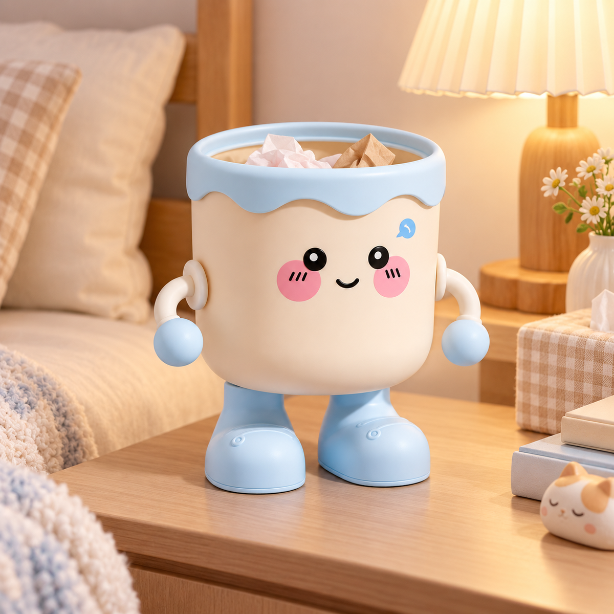 Cute desktop trash can, mini high-value desk, dining table, bedroom, bed, small household trash storage box