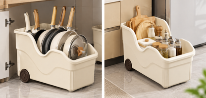Multifunctional kitchen storage rack with wheels for spice storage