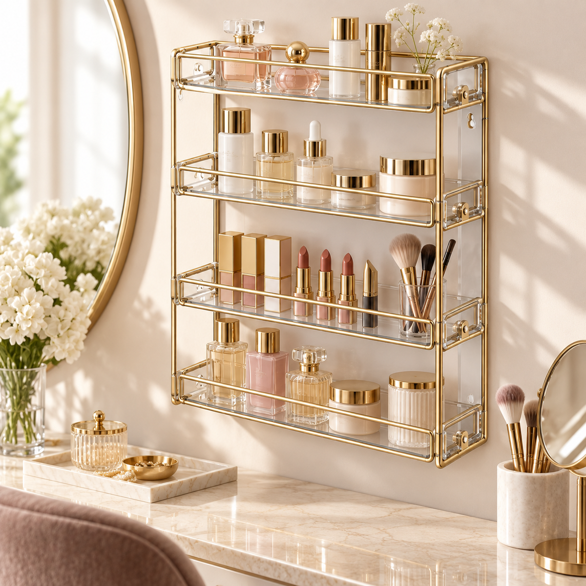 Wall-mounted cosmetic storage box