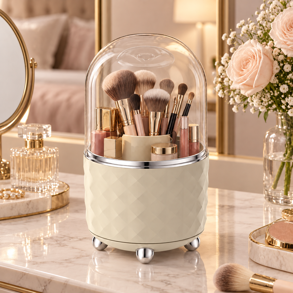 Makeup brush storage box rotating desktop