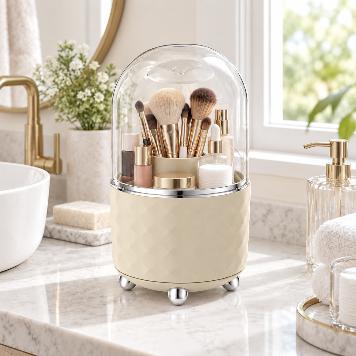 Makeup brush storage box rotating desktop